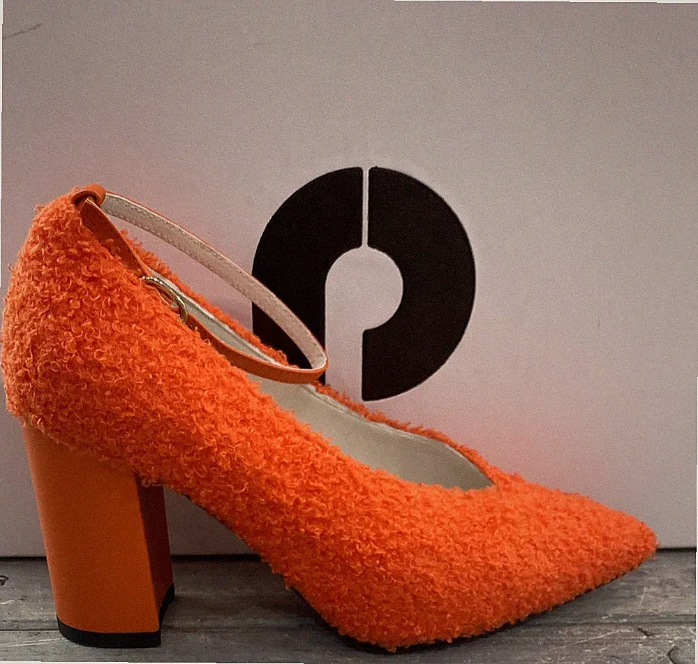 Charles Jourdan Damenschuhe Décolleté Orange Größe 39 Ledersohle Lederlaufsohle