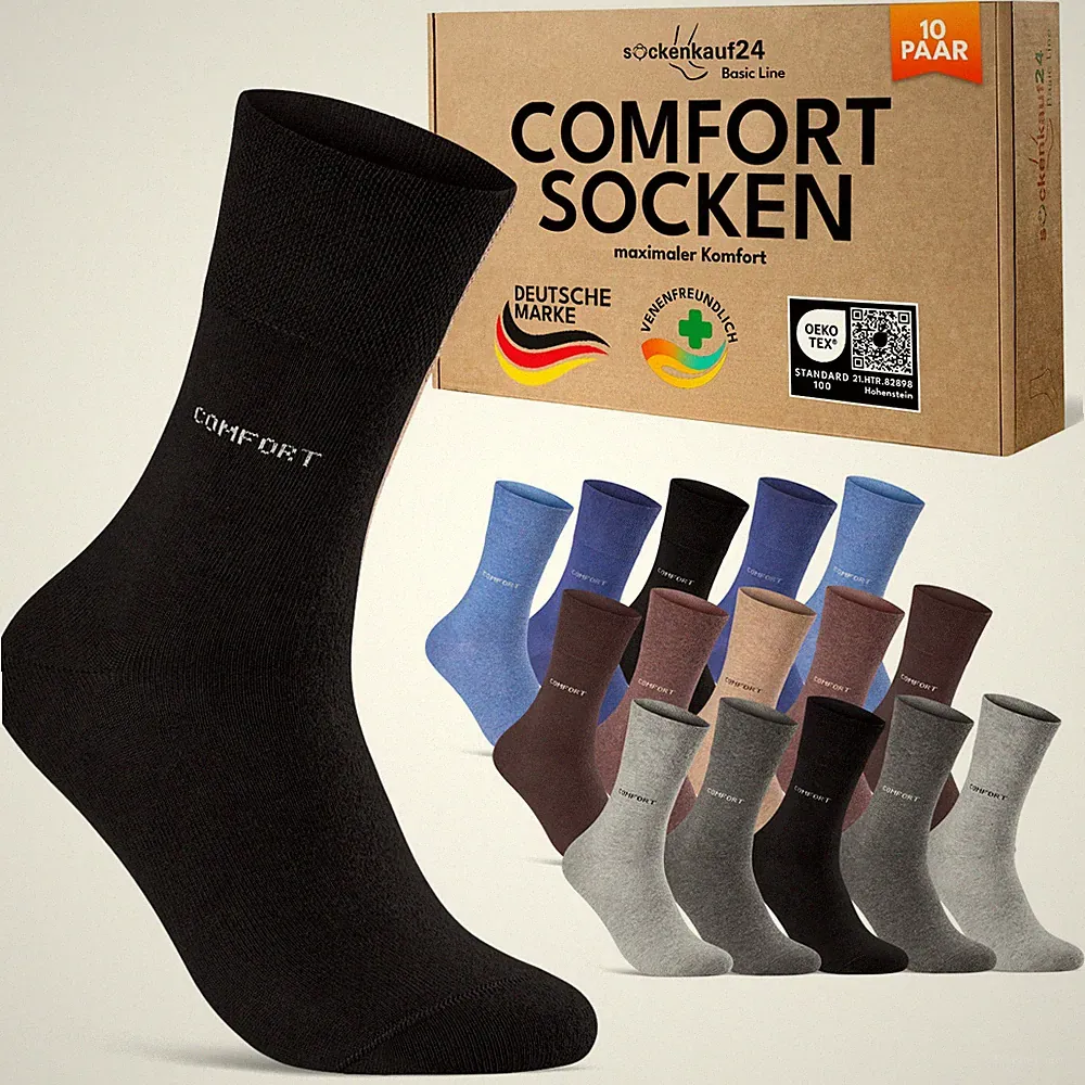 Comfort Diabetiker Socken ohne Gummi Herren Damen Baumwolle ohne Naht 10-30 Paar