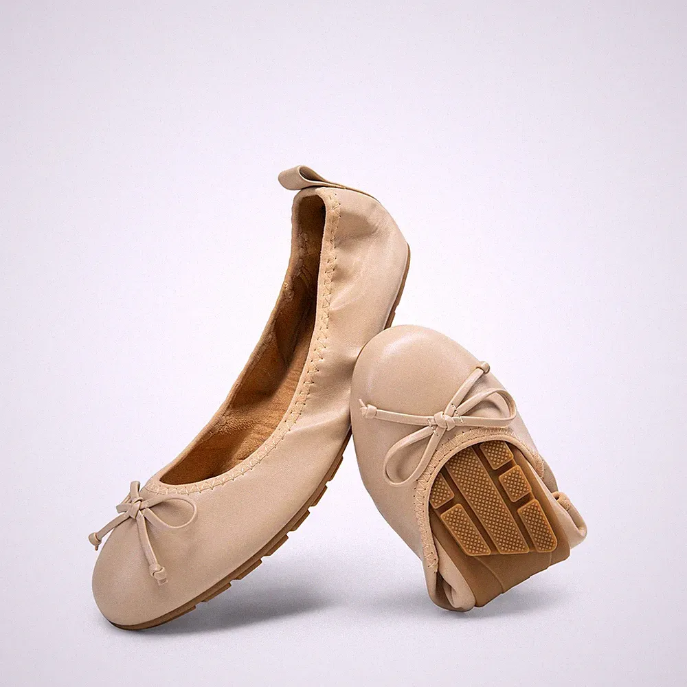 Damen Ballerinas Faltbare runder Zehenpartie Schuhe weiche Slipon Flachschuhe...