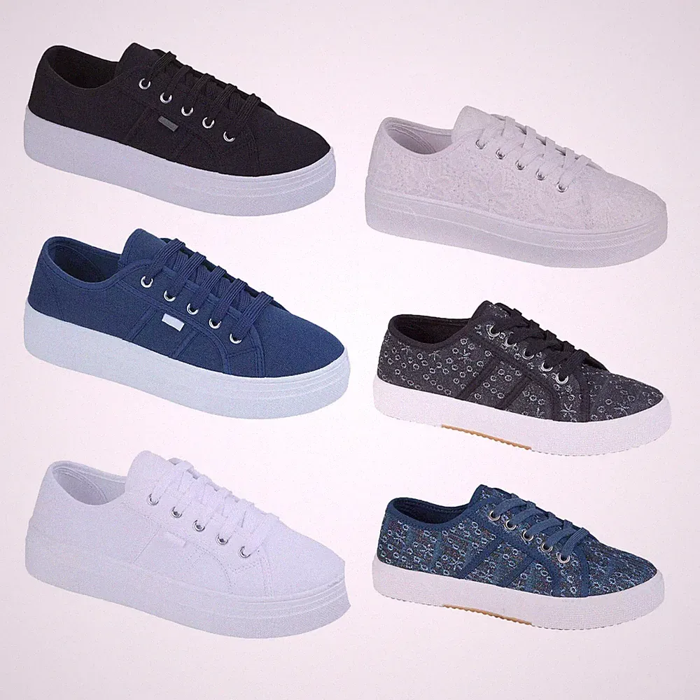 Damen Canvas Damen Turnschuhe Schnürschuhe Grob Plateau Turnschuhe Freizeitschuhe Größe