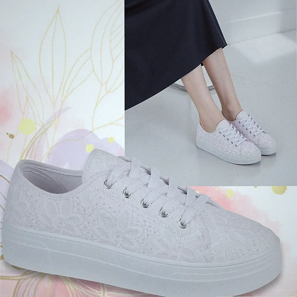 Damen Canvas Turnschuhe Blumen bestickt Damen Plateau Schnürschuhe Sneaker Schuhe