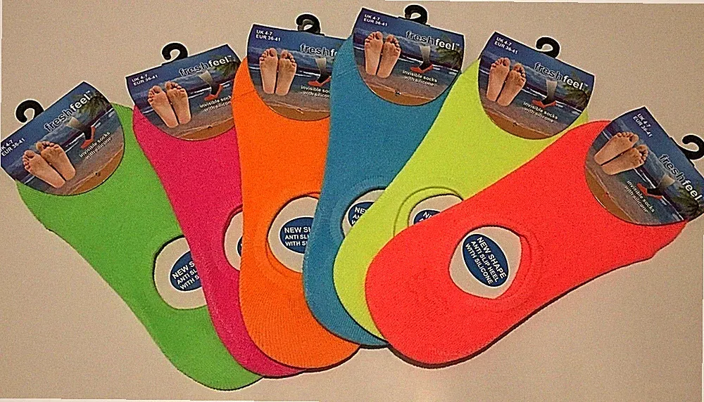 DAMEN FOOTSIES UNSICHTBARE SCHUHEINLAGE SOCKEN SNEAKER BAUMWOLLE REICH NEON UNI SOCKEN