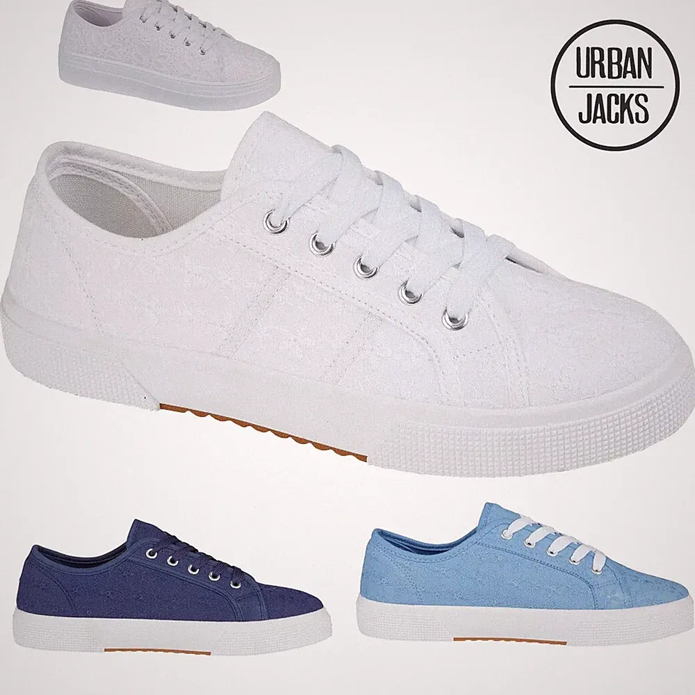 Damen Frauen Canvas Schuhe Turnschuhe Fitnessstudio Turnschuhe Blumenmuster Schnürung Pumps Größe 3-8