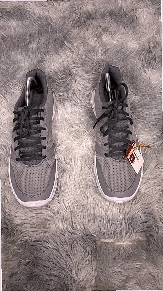 Damen Grau Weiß Low Top Schnürer Mesh Sportschuhe Laufen Joggen Größe 43