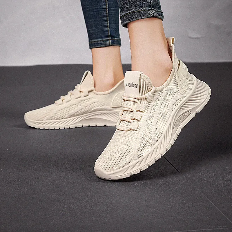 Damen-Laufschuhe Damen-Sportschuhe Strick-Slipper bequeme Fitnessschuhe Größe