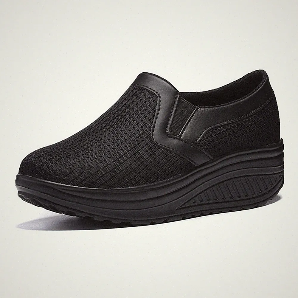 Damen Mesh Laufschuhe Outdoor Leichte Slip On Plateau Sportliche Walkingschuhe