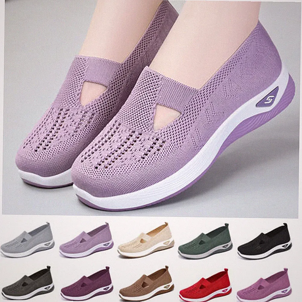 Damen Slip On Sneaker Leichte Atmungsaktiv Sportschuhe Laufschuhe Freizeitschuhe