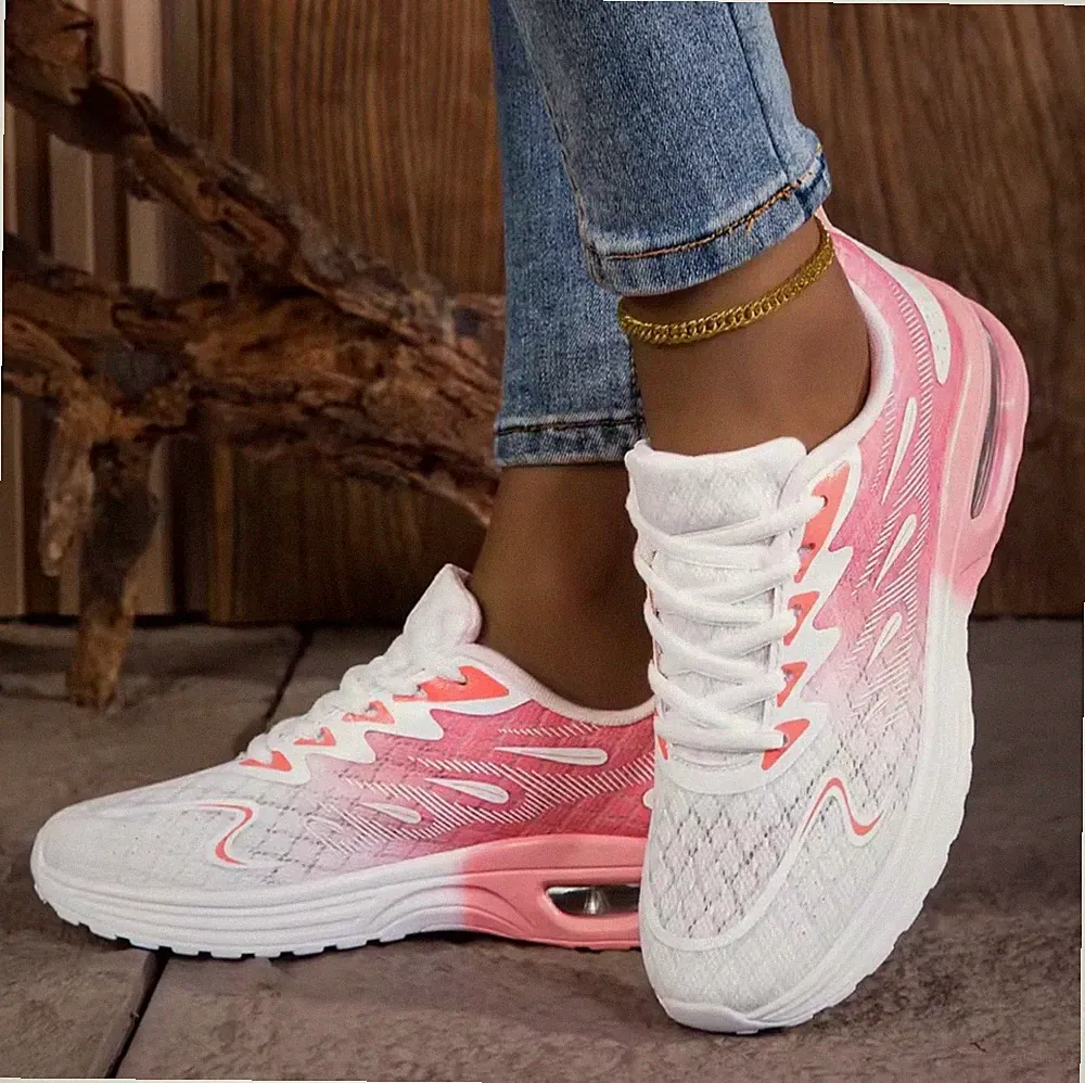 Damen Sneaker Laufschuhe Sportschuhe Luftkissen Turnschuhe Mesh Gradient Ombre