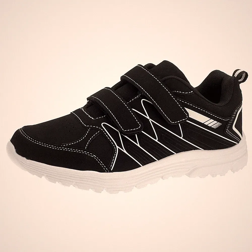 Damen Sneaker Sportschuhe Turnschuhe Laufschuhe Klettverschluss Schwarz 36 38