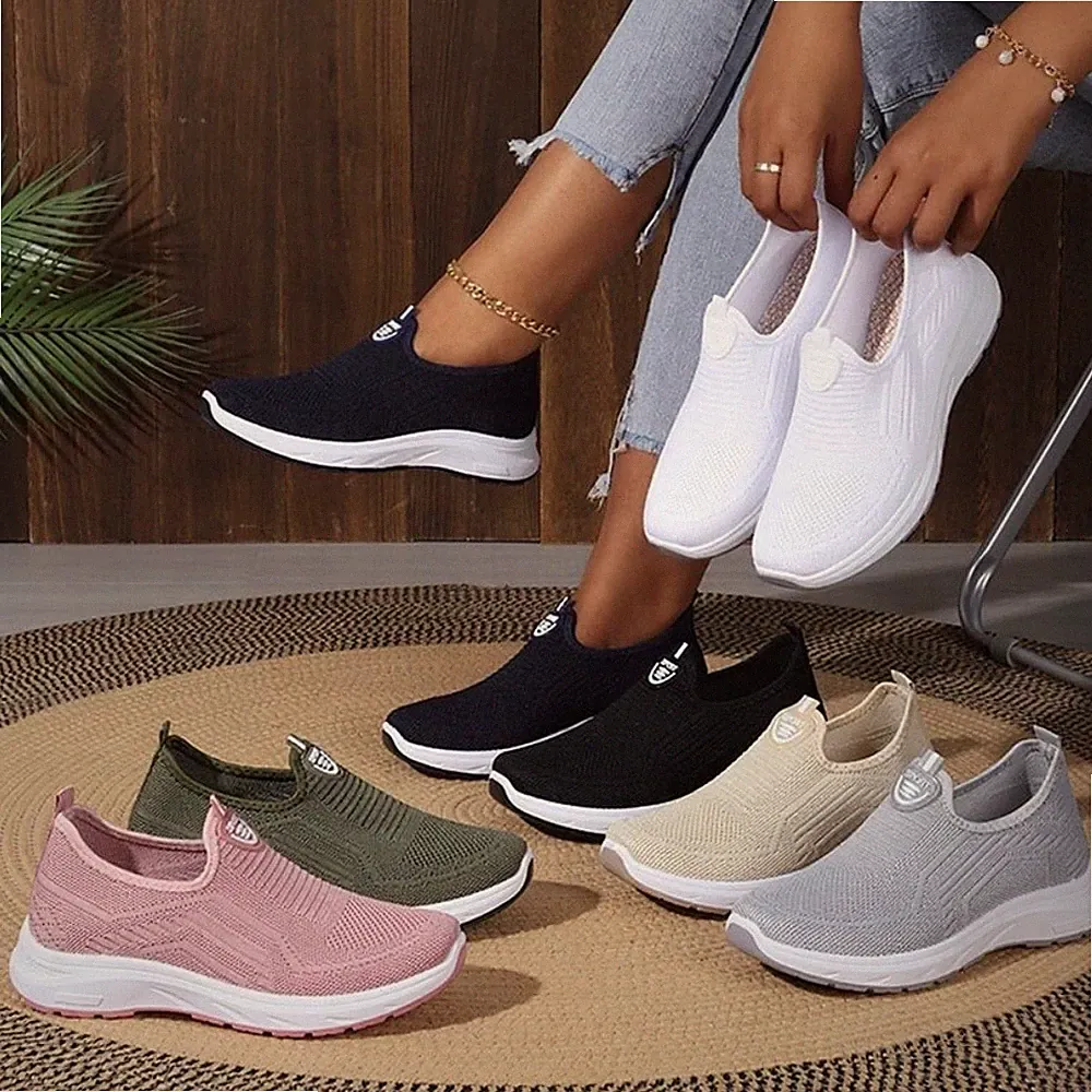 Damen Sneaker Straßen Laufschuhe Atmungsaktiv Turnschuhe Leicht Slip On Schuhe43