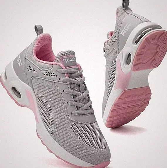Damen Turnschuhe Laufschuhe Luftpolster Sport Turnschuhe Grau Größe 2,5 UK