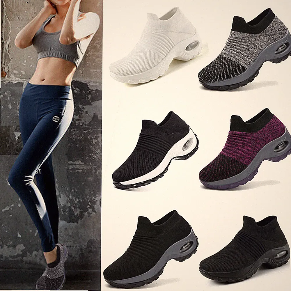 Damen Turnschuhe Slip On Freizeit Sneaker Laufschuhe Plattform Sportschuhe