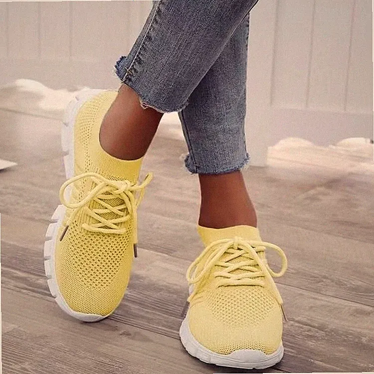 Damen Turnschuhe Sport Laufen Damen Turnschuhe Gym Strick Schnürschuhe Bequem Schuhe Größe