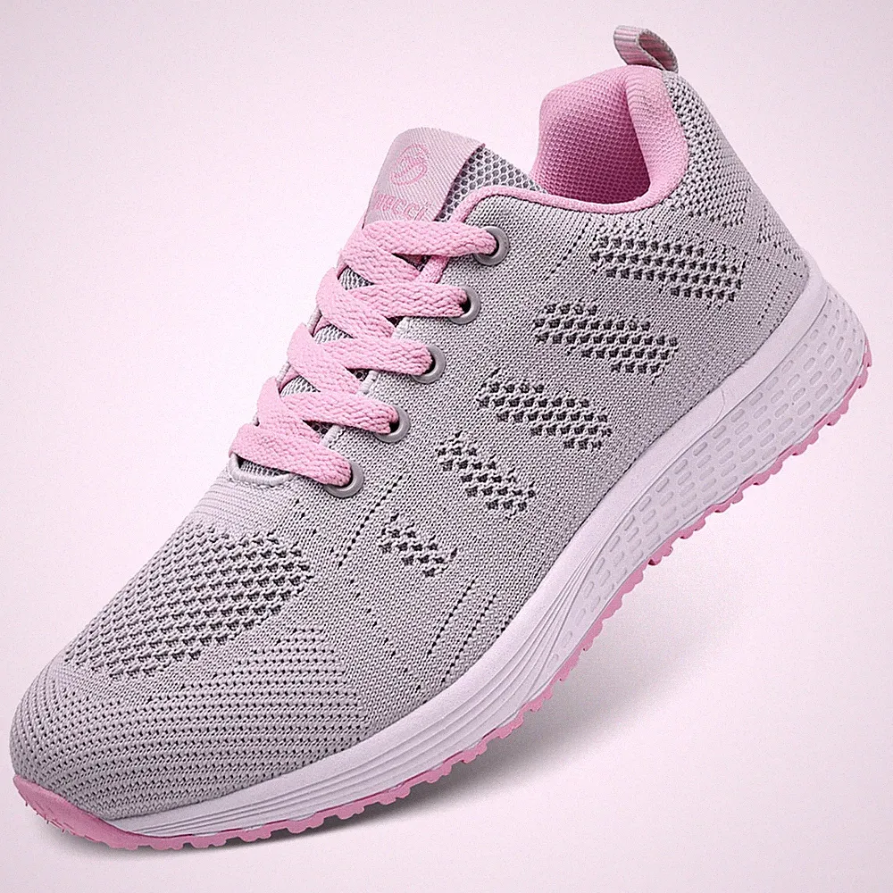 Atmungsaktive Damen Turnschuhe Sportliche Laufschuhe Schnürschuhe