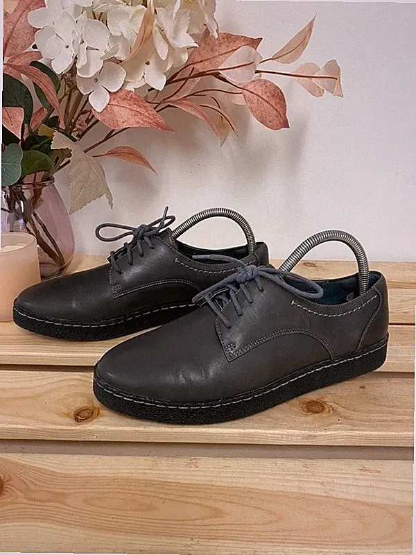 Damenschuhe Clarks Cushion Soft grau Leder Schnürschuhe Smart UK 5,5 D EU 39