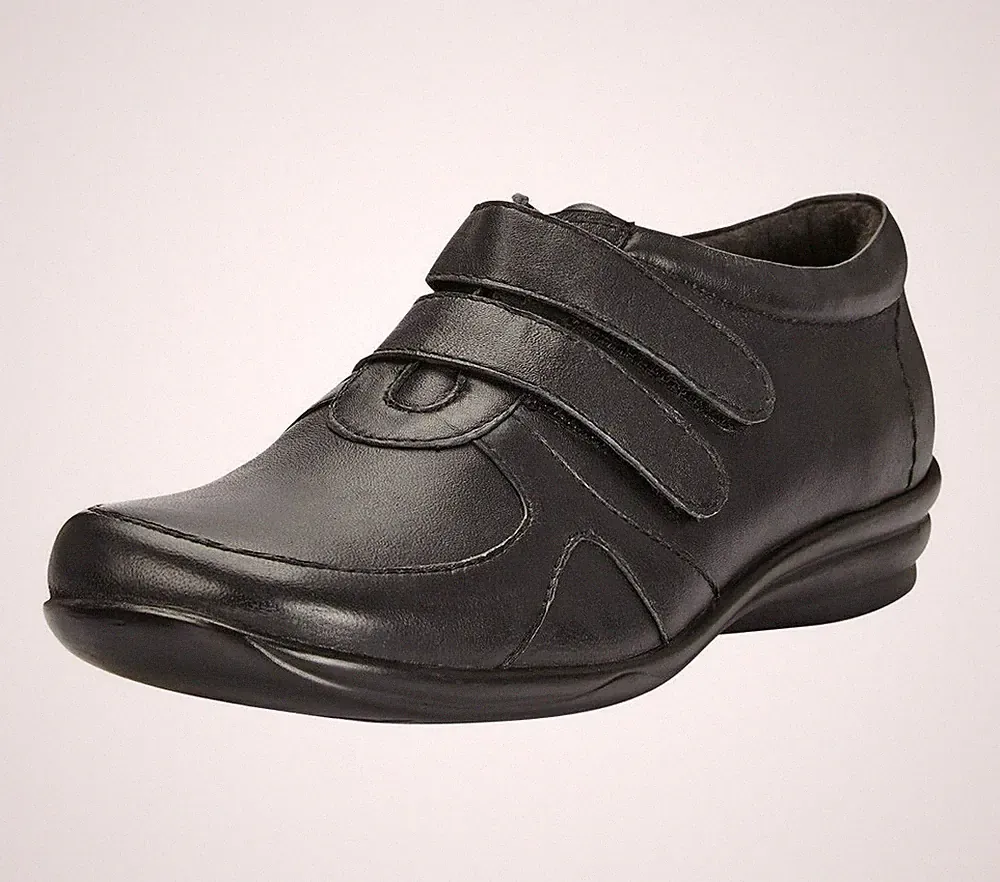 Damenschuhe Fußpolster Pippa Größe 4 Touch-Riemenverschluss Leder Komfort schwarz
