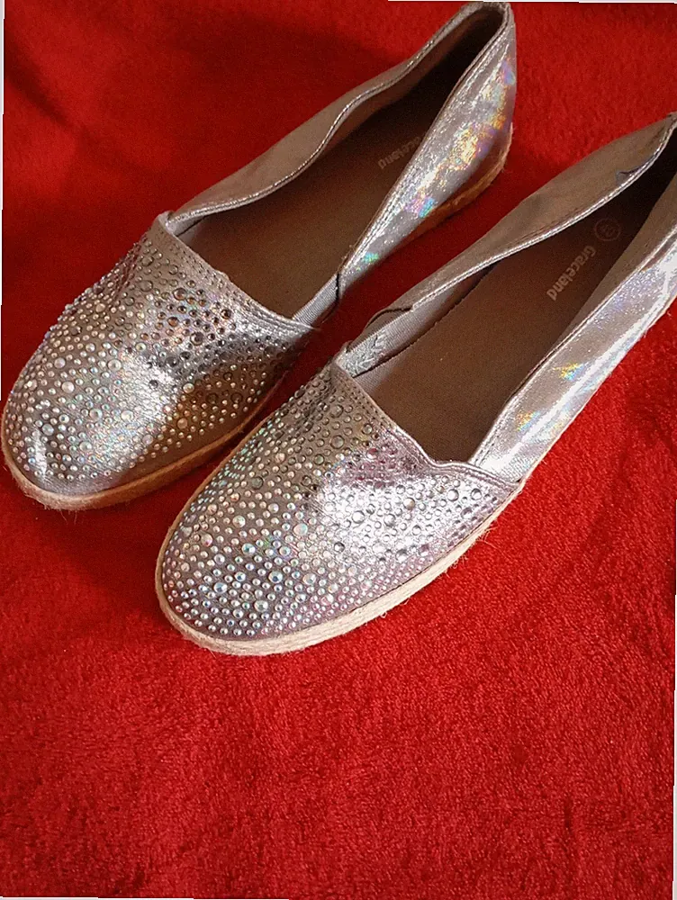 Damenschuhe Sneaker" Graceland" Gr.40, Flache Laufschuhe,Silber mit Strass