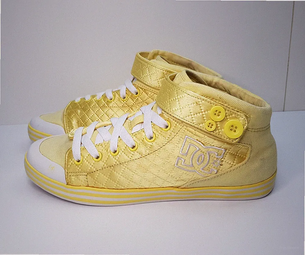 DC SHOES VENICE GRÖSSE 6 UK EUR 39 DAMEN GELB CANVAS MITTELHOHER SKATE SNEAKER SCHUHE