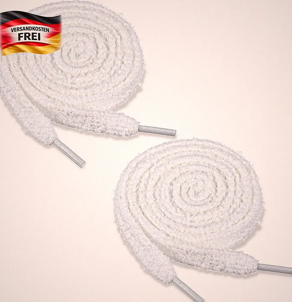 Dicke flauschige Schnürsenkel für Sneakers Laufschuhe 120 cm weiß 2 Paar