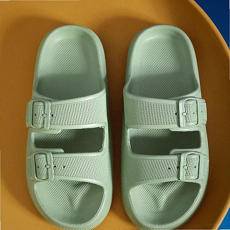 Doppelschnallen Haus Schuhe Damen Flip Flops Komfortabel Laufsohle Sommer