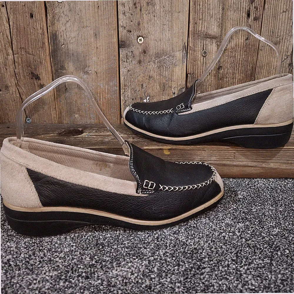 Dr. Keller Damen Schwarz Leder Mokassins Slipper Gepolstert Halbschuhe Schuhe UK 5