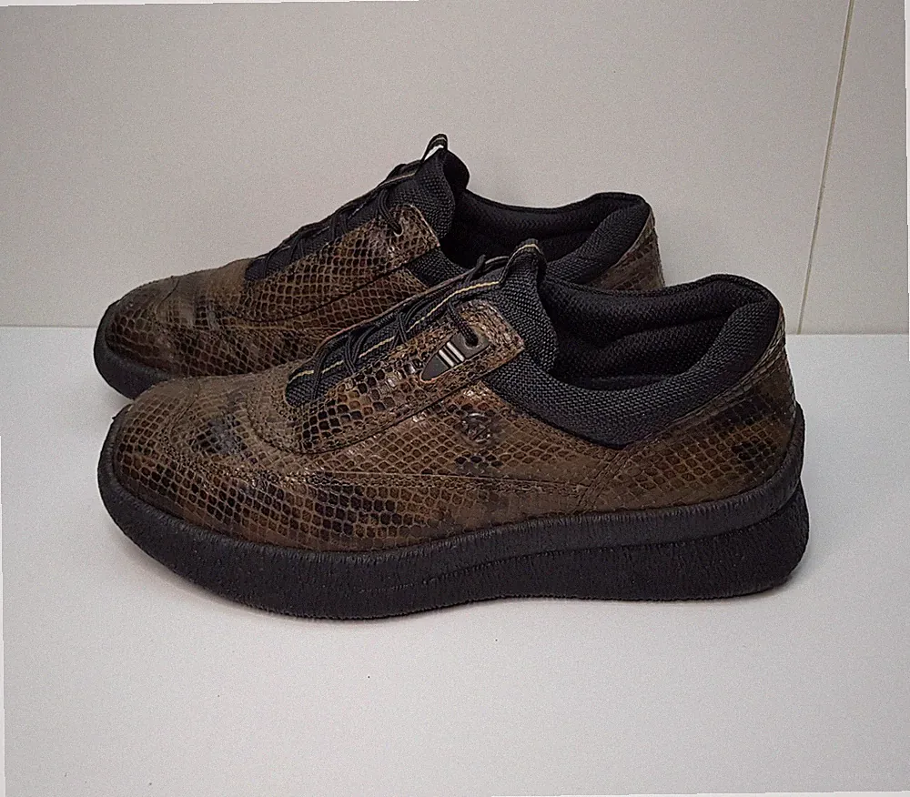 ECCO GRÖSSE 5 UK EUR38 DAMEN-SNEAKER SCHLANGENLEDER LACKLEDER HALBSCHUHE