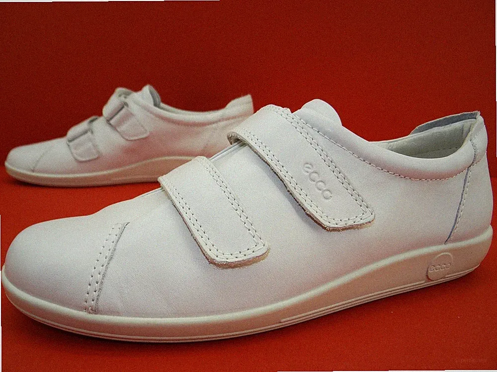 Ecco Sneaker Turnschuhe Laufschuhe Klettverschluss Damen Schuhe Leder Gr.41 Weiß
