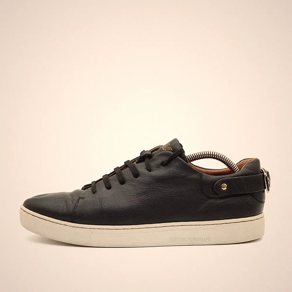 Emporio Armani Damen X3X065 XL520 Sneaker Schwarz Leder Low-Top Markenlogo EU 40