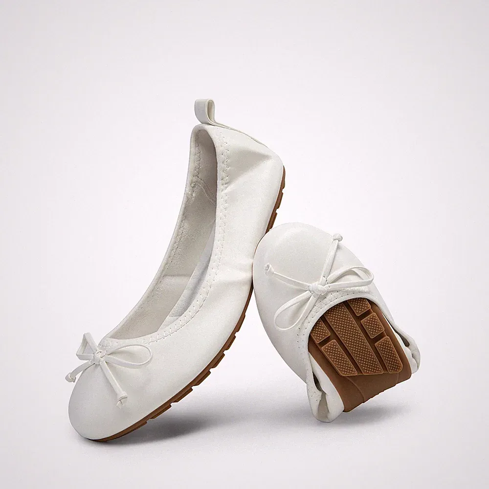 Faltbare Klassische Ballerinas Damen,Size 40.5,Weiss