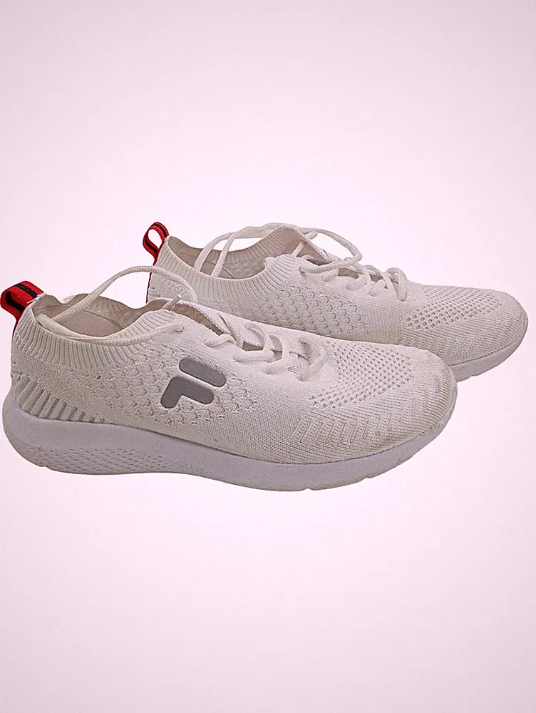 FILA Sneaker Damen Gr. 41 Weiß Strick Mesh Sportschuhe Laufschuhe