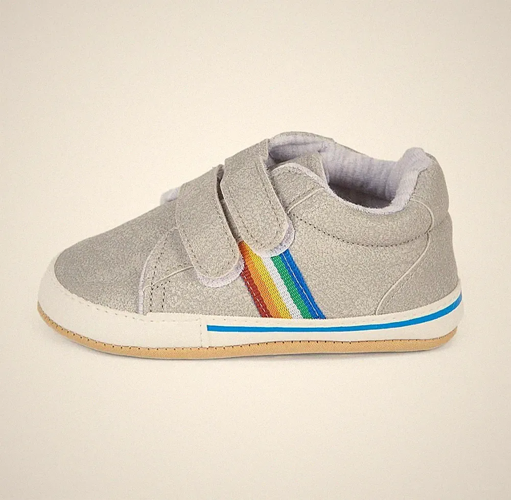 FIRST STEP Babyschuhe Jungen - Lauflernschuhe Grau Gestreift, Größe: 17 18 19 20