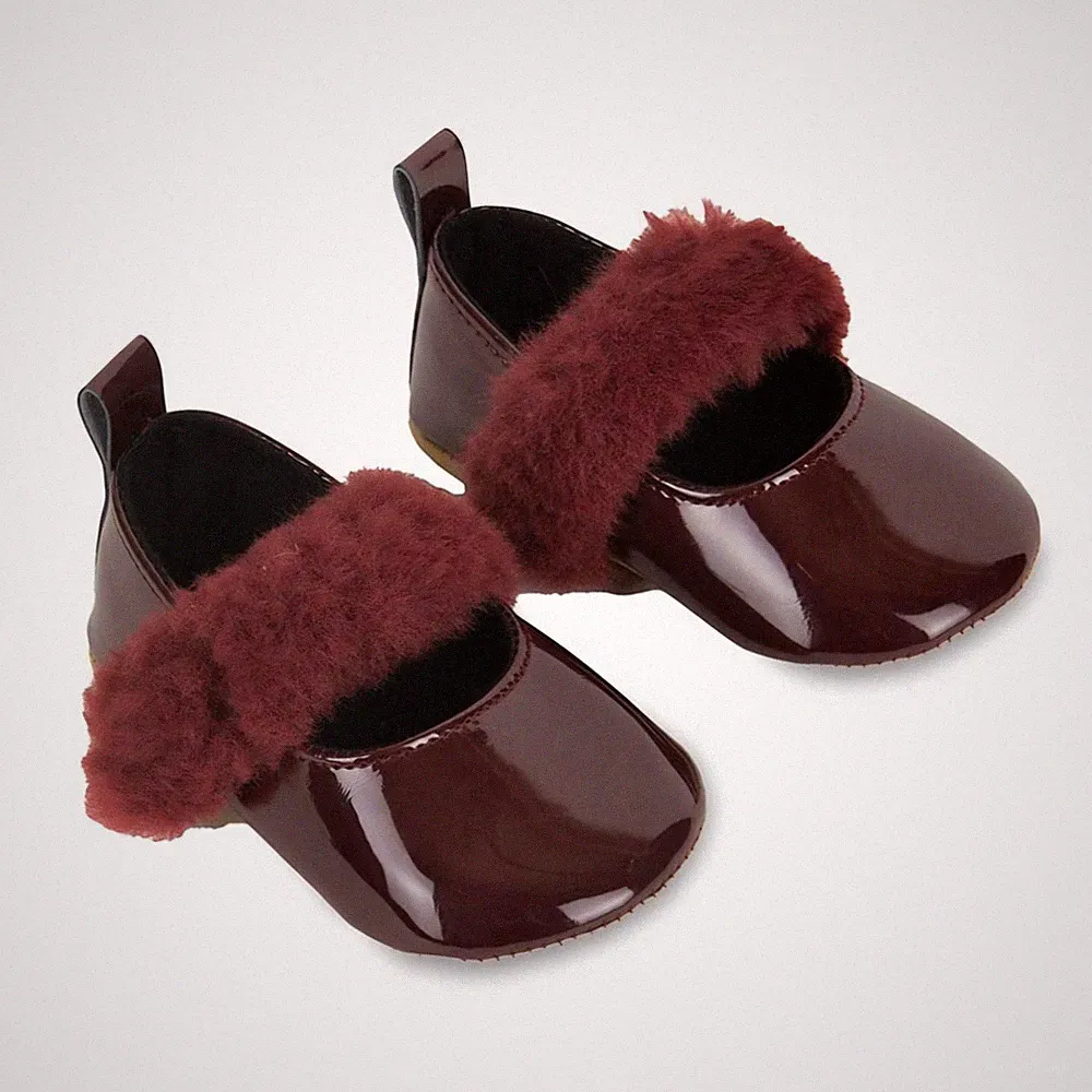 FirstStep Baby Mädchen Schuhe 17 18 19 20 Bordo Lack Leder Krabbelschuhe Püschel