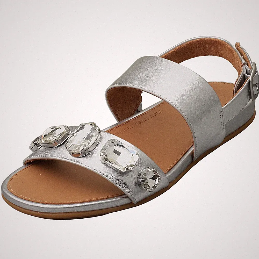 FitFlop Gracie Ultra-Jewel Damenschuhe Silber Lauf Sandalen - 41 EU