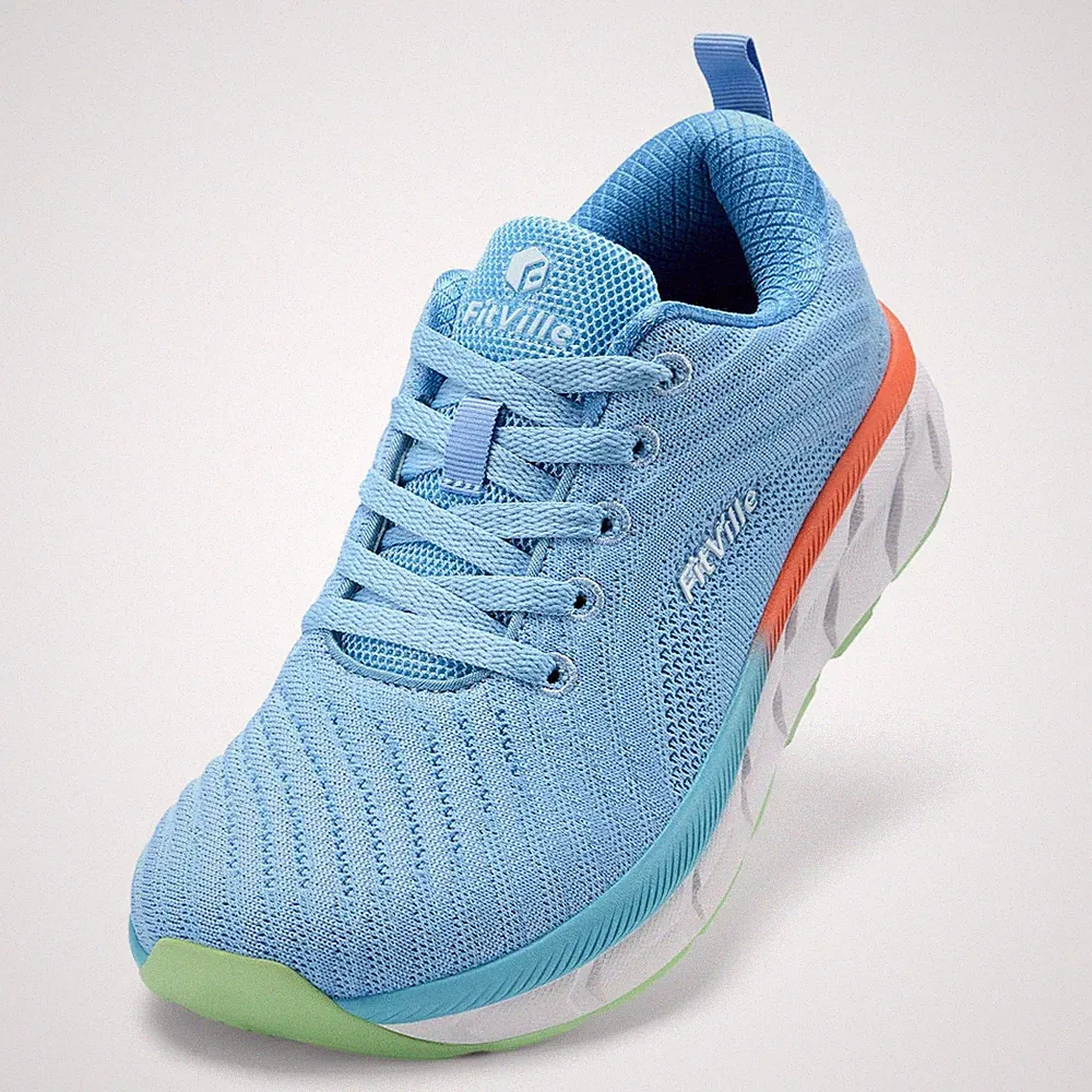 FitVille Damen Laufschuhe Weit Atmungsaktiv Leicht Sneaker Gr.38 Weiß Mesh