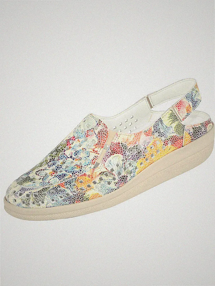 Flat Sling Sandale Slipper Bequeme Schuhe mit Wechselfußbett Leder 41 7,5 42 8