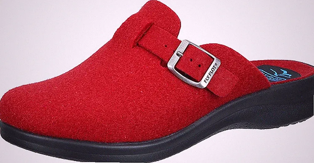 Fly Flot Damen Hausschuhe,Pantolette,Burgundy,Slip-On,Gr. 36-42