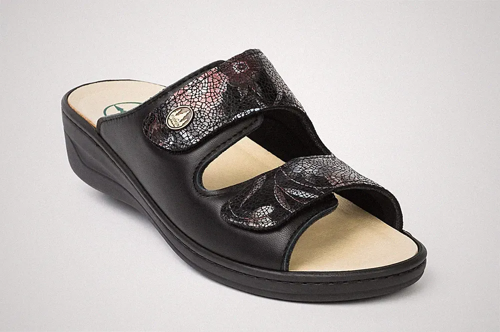 Franken Schuhe Damen Pantolette,Leder,Weite K,Hallux,W.-Fußbett,Schwarz,Gr.36-43