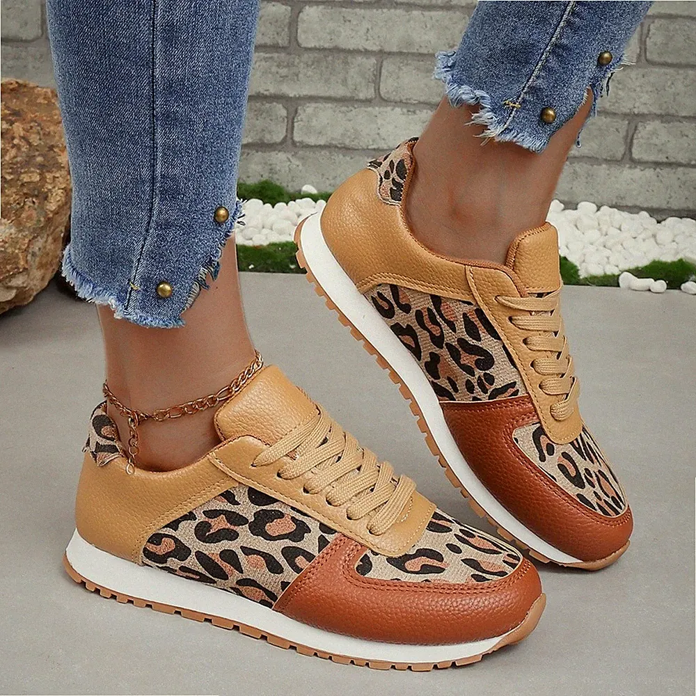 Frauen Leopardenmuster Sneaker Modische Damen Turnschuhe Laufschuhe Sportschuhe