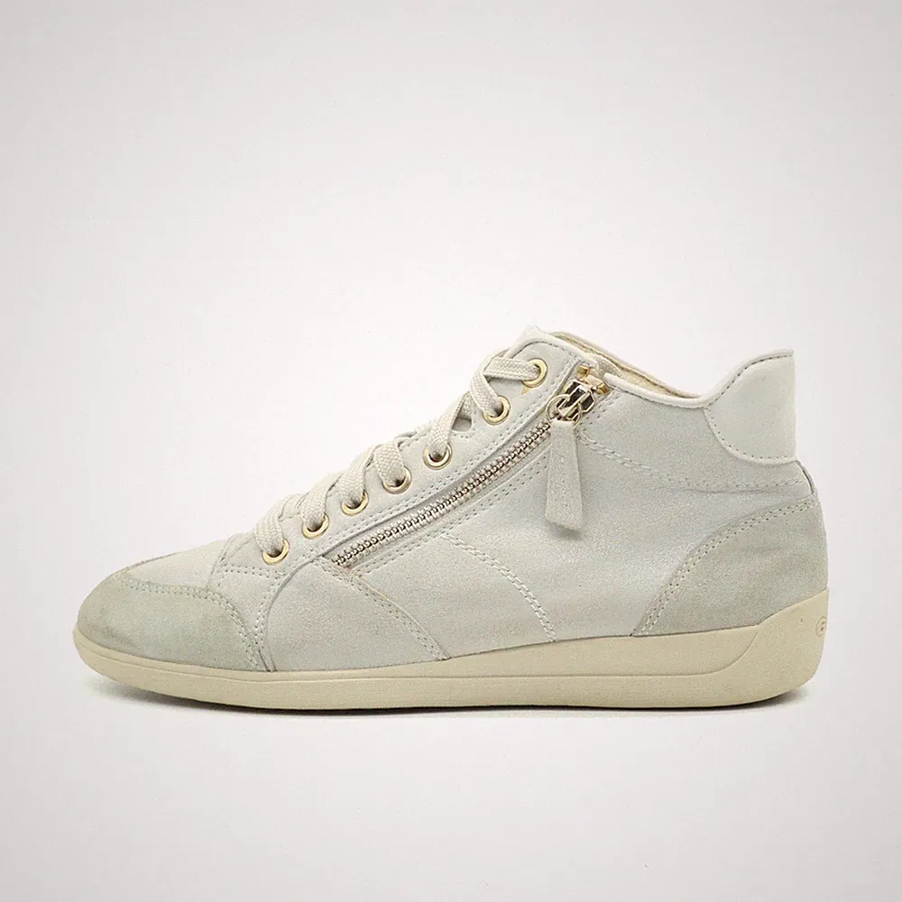 Geox Damen High Top Sneaker Weiß Wildleder Mittelhoch Sohle Respira EU 38