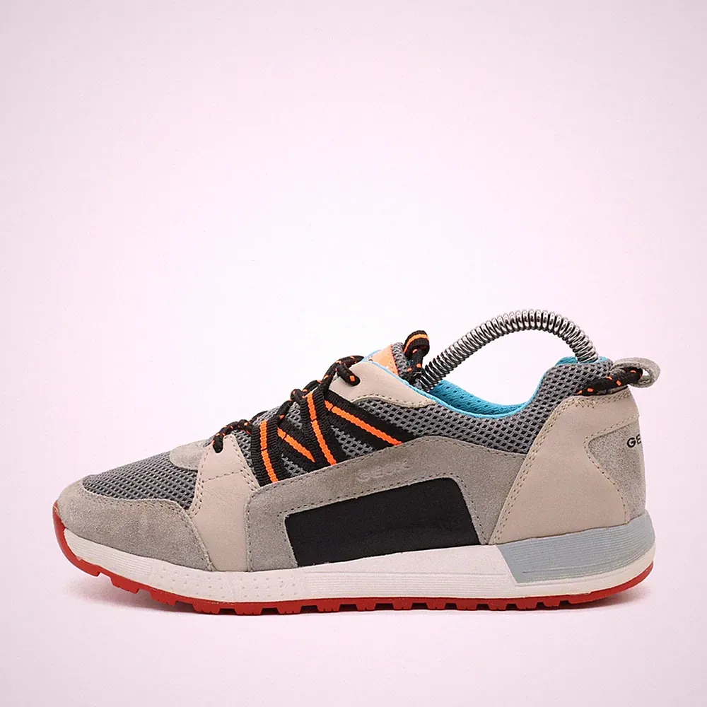 Geox Damen Respira Schuh Grau/Orange/Schwarz Low-Top Sneaker EU 36