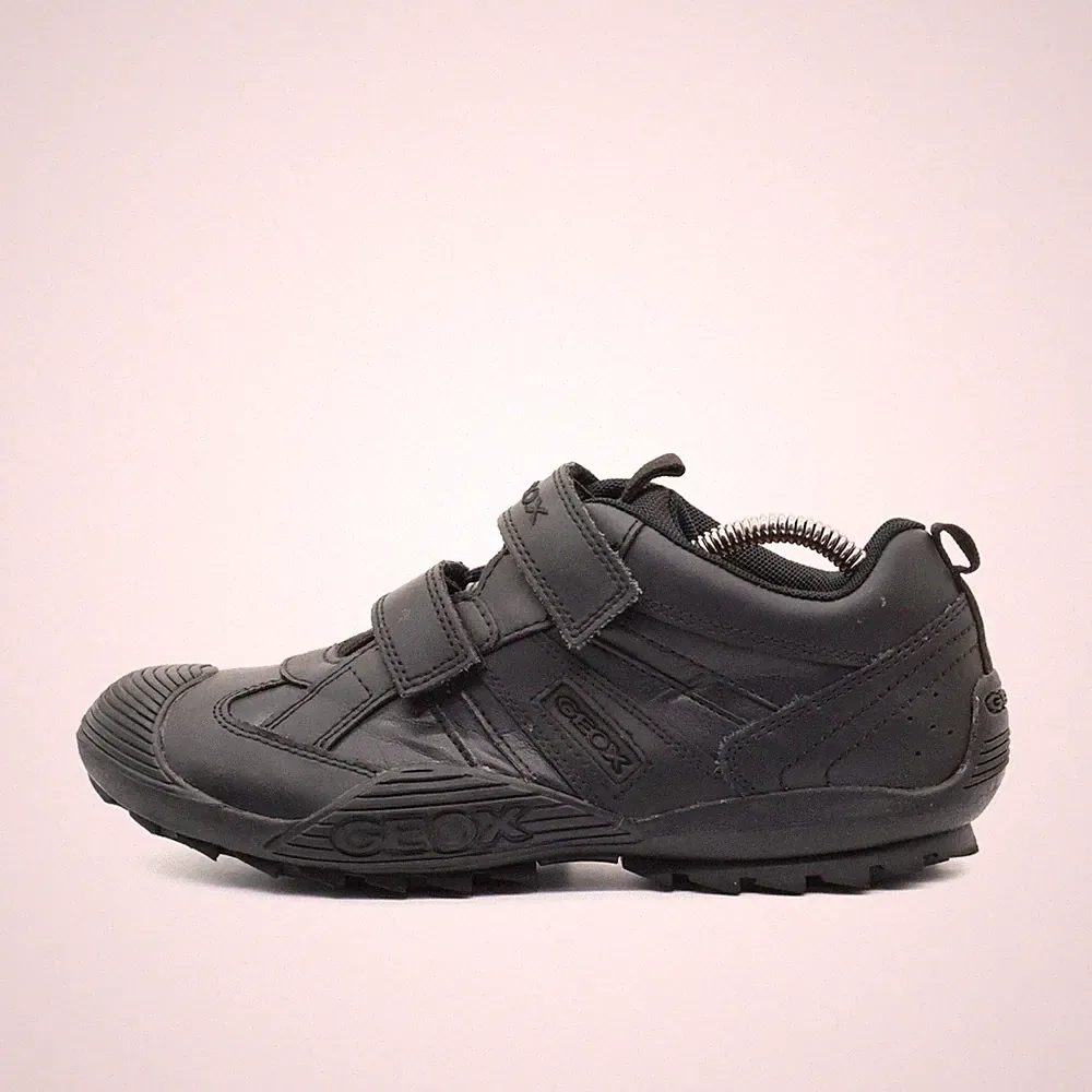 Geox Damen Respira Schuh Schwarz Leder Niedrig Atmungsaktiv Sneaker EU 39