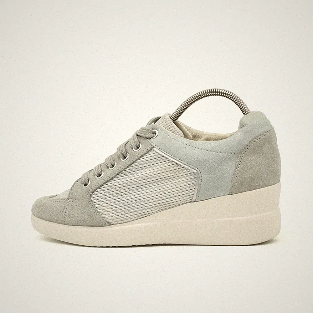 Geox Damen Respira Sneaker Schuh Grau Wildleder/Textil Atmungsaktive Sohle EU 37