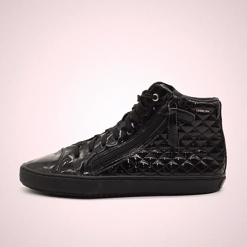GEOX Damen Respira Sneaker Schwarz Synthetik Lack Atmungsaktiv, Bequem EU 38