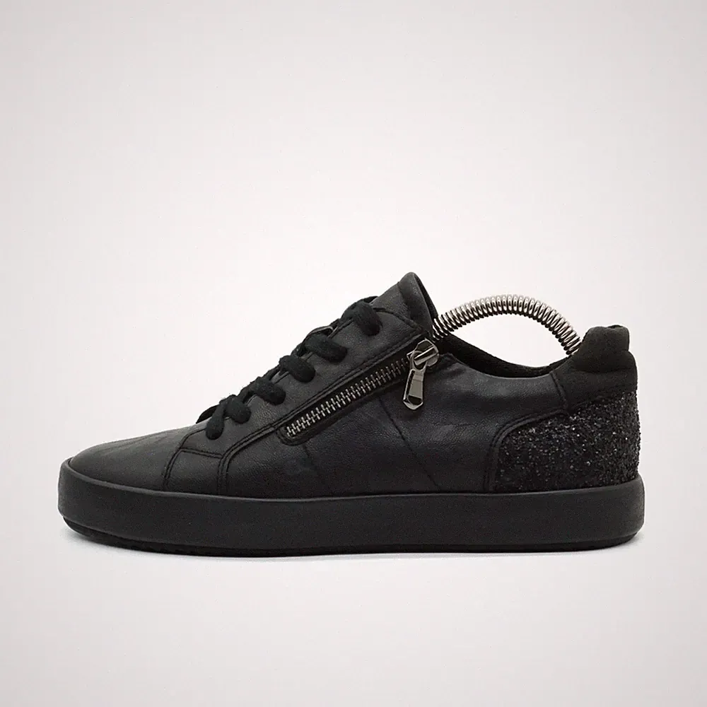 Geox Damen SP by Schuhe Schwarz Leder Low-Top Reißverschluss Sneaker EU 37