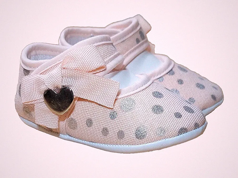 Gr.18 Hausschuhe Lauflernschuhe Krabbelschuhe Mädchen Lachs Schleife