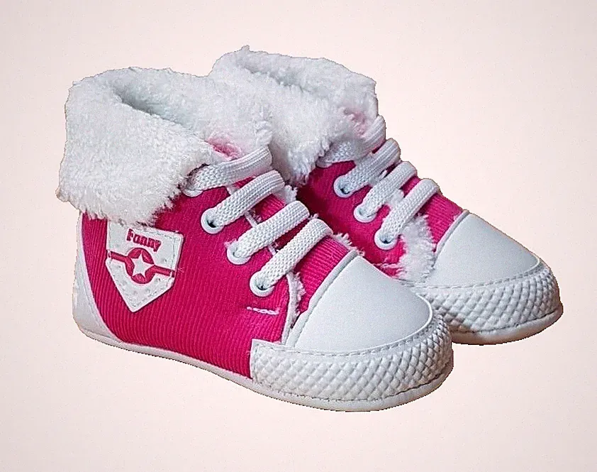 gr 18, Lauflernschuhe, Babyschuhe, Mädchen, Winter, gefüttert, Pink, Kragen