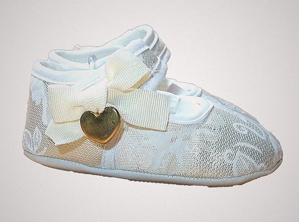 Gr.19 Baby Hausschuhe Lauflernschuhe Krabbelschuhe Mädchen Gold Schleife