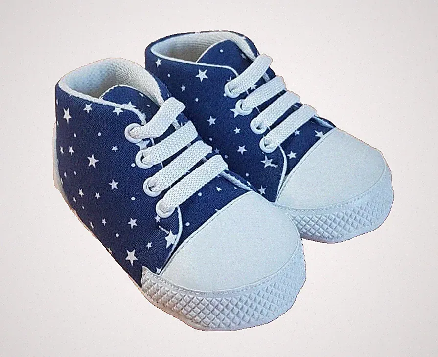 gr. 19, Lauflernschuhe, Barfußschuhe, Babyschuhe, unisex, blau mit Sternen