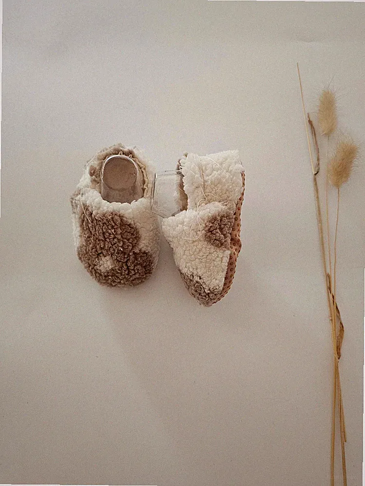 Hausschuhe | Krabbelschuhe|Barfußschuhe | Lauflernschuhe | Blumen teddy