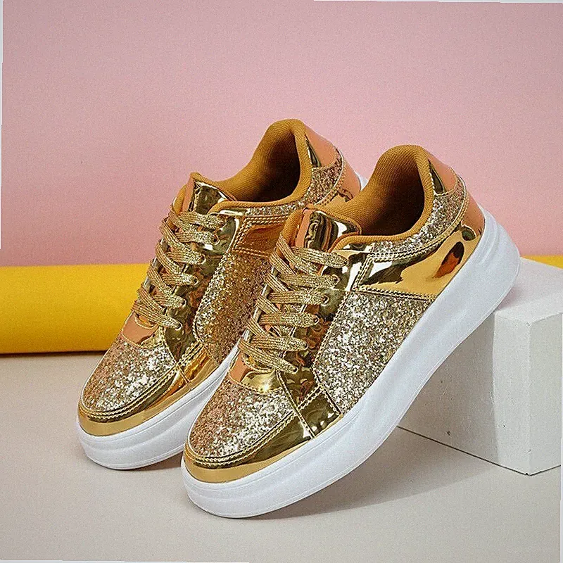 Herren Damen Freizeit Sneaker Sportschuhe Dicker BodenPailletten Laufenschuhe DE